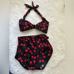 Esther Williams New without tags cherry black two piece